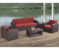 Уличный диваны и кресла Rattan Premium 5 Венге. Подушки оранжевые